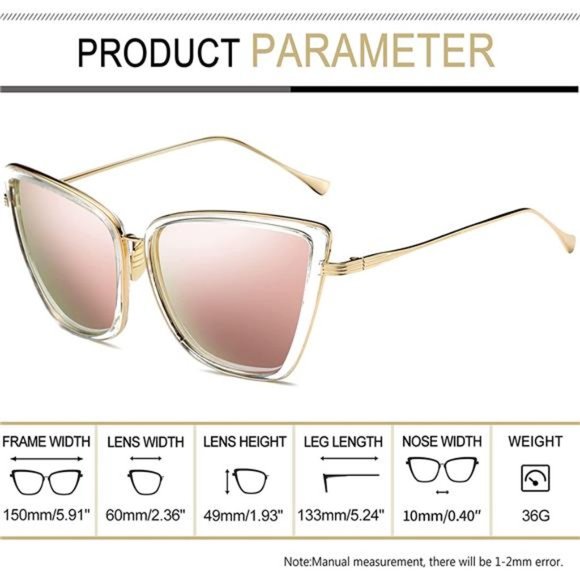 Oversized Cateye Sunglasses Women Fashion Metal Frame Cat Eye Womens Sunglasses - Picture 4 of 6